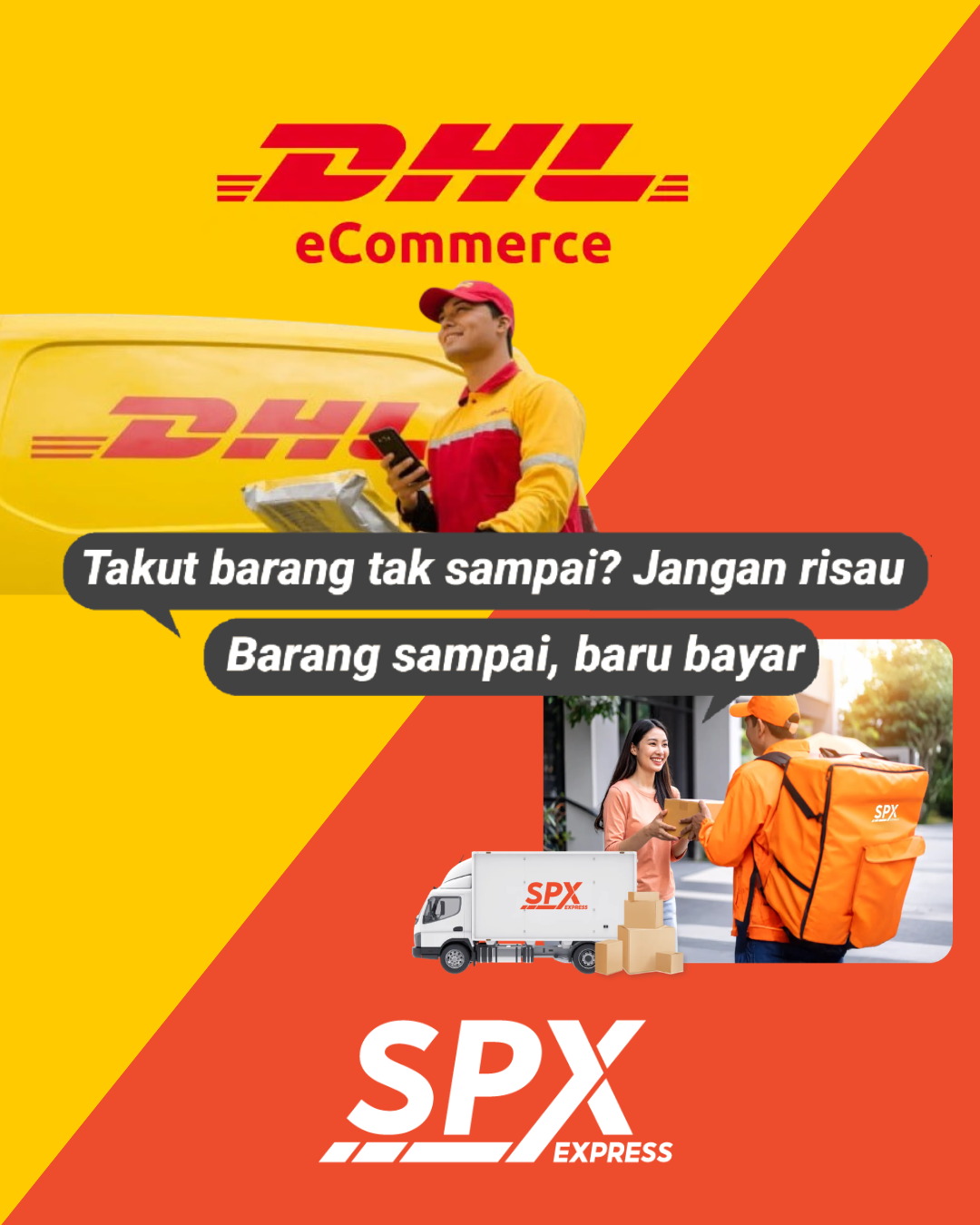 Cash On Delivery — DHL & SPX Express, barang sampai baru bayar