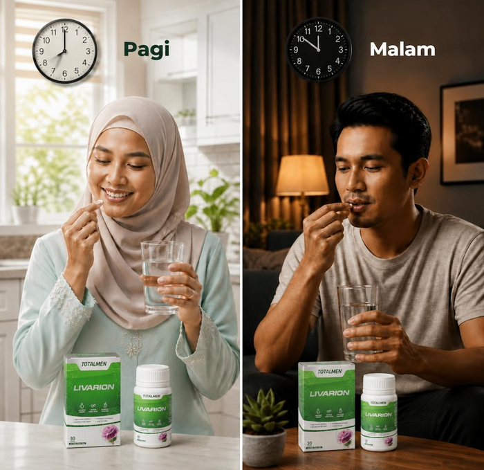 Cara amal Totalmen Livarion: 1 tablet waktu pagi, 1 tablet waktu malam